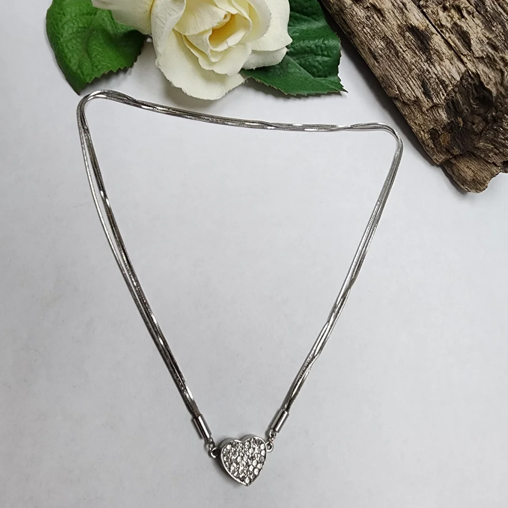Elegant Silver Heart Necklace